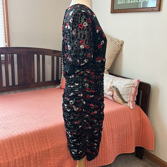 The Kooples Paris FLEUR NAÏVE BURNOUT Bodycon Ruching Dress Size 3 US 8/M - Picture 7 of 16